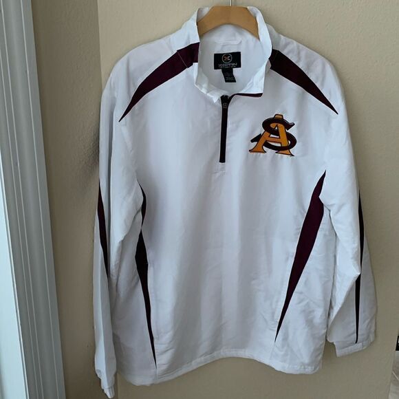 White Arizona State embroidered windbreaker Mens Large quarter zip coat jacket - Picture 1 of 9